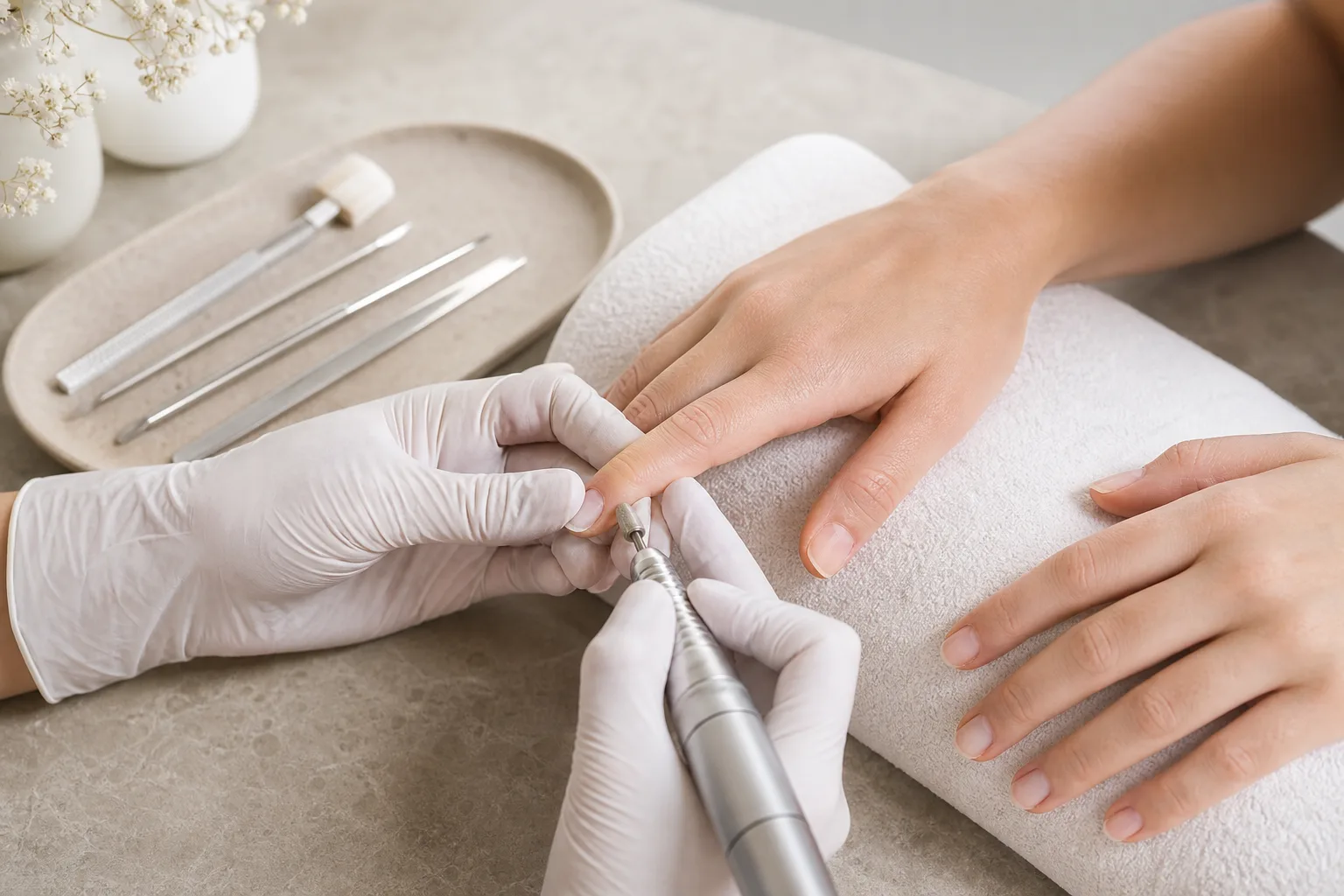 Dépose d'ongles réalisée avec soin dans un studio onglerie à Paris